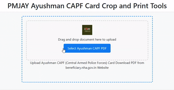 Crop PMJAY Ayushman CAPF Card PDF Tools
