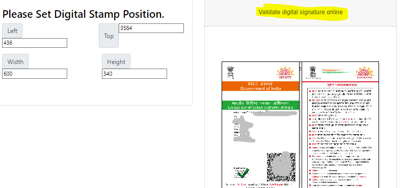 UIDAI Aadhaar PDF Digital Sgnature Validate Tools