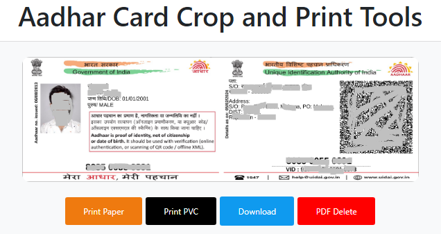 Aadhar Card Crop Tools