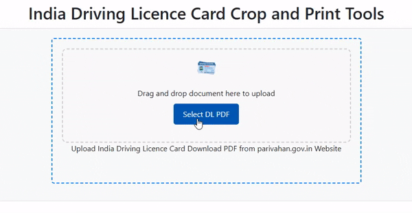 Crop India Driving Licence Card PDF Tools