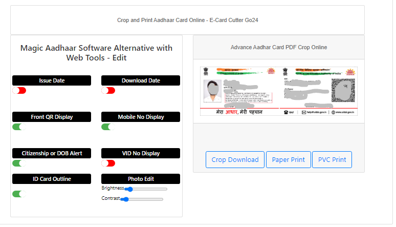 Aadhar Card PDF Crop and Print Website Magic Aadhar Software