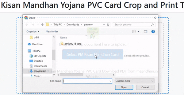 Crop PM Kisan Mandhan Yojana PVC Card PDF Tools