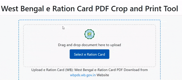 Crop West Bengal e Ration Card PDF Tools